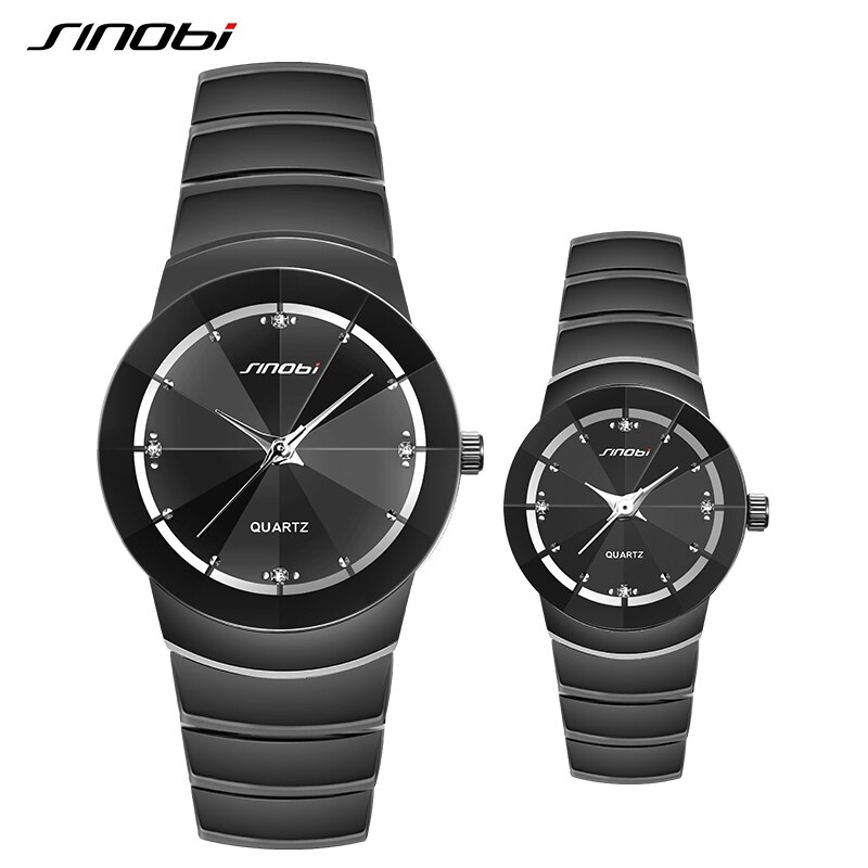 Sinobi merk paar schrijf horloge zwarte kleur armband sluiting quartz polshorloge voor dames en heren