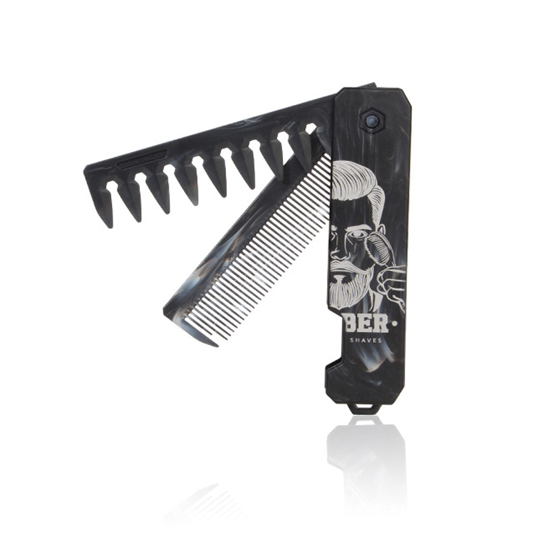 1/2/3 in 1 Pocket Folding Combs Plastic Wide Tooth Oil Head Comb Beard Combing Barber Clipper Comb Salon Hair Styling Tools: Orange