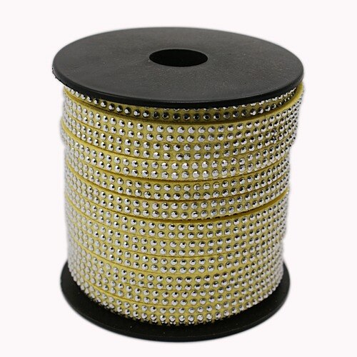 2 Row Silver Aluminum Studded Korea Faux Suede Cord 5x2mm Jewelry Findings about 20yards/roll