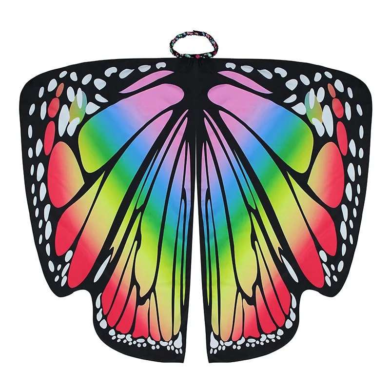 Rainbow Butterfly Wings Cape Shawl Fairy Ladies Dance Costume Adult Monarch Butterfly Cape Halloween Child Butterfly Wings