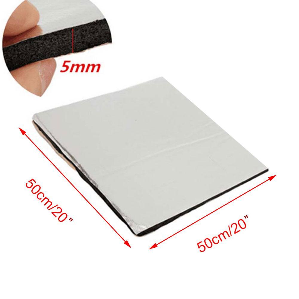 Silenciador de fibra de aluminio de 5mm de grosor para coche, alfombrilla de algodón para guardabarros, aislamiento térmico, S4C0: 50x50cm