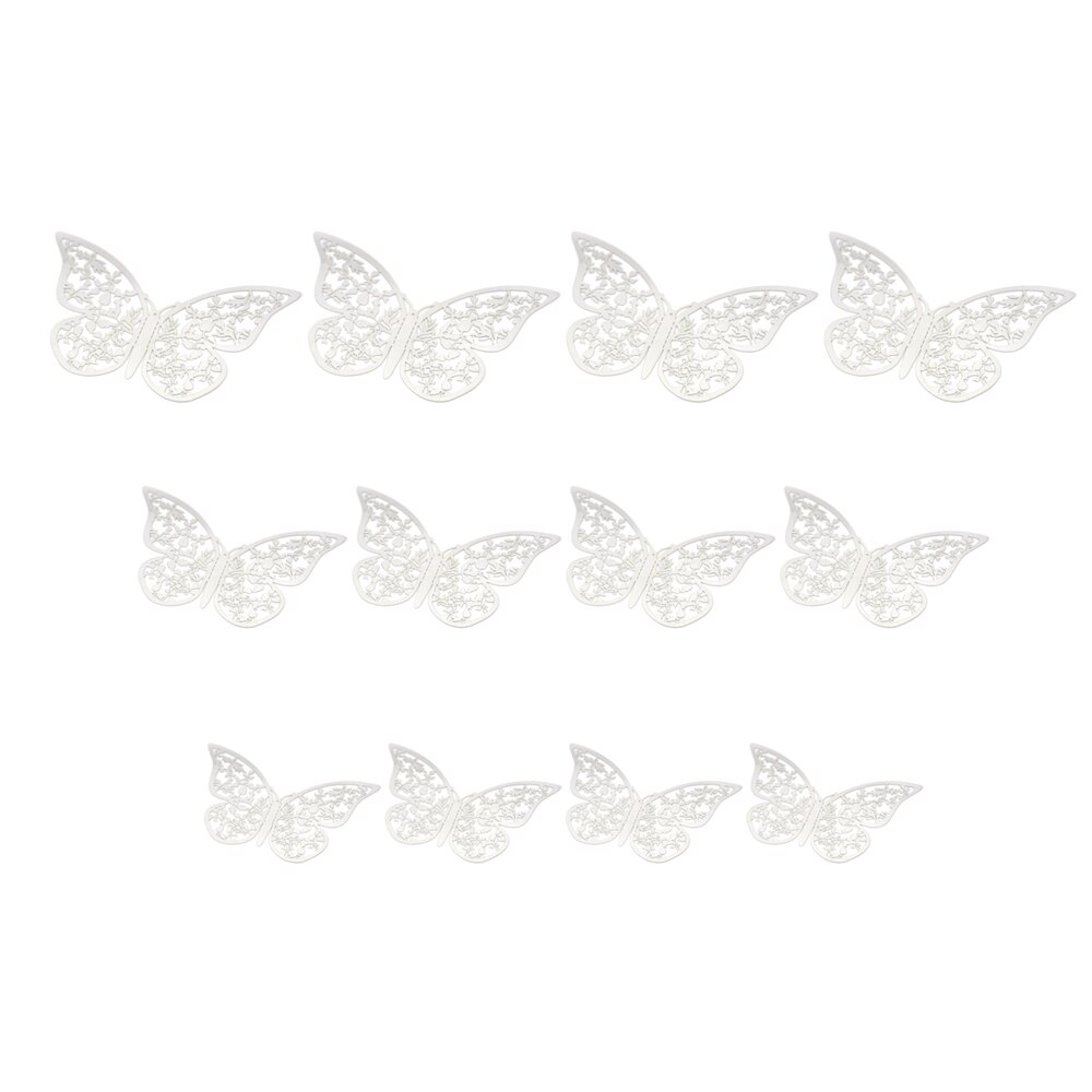 12 pièces 3D creux papillon autocollant mural or argent peinture papier collant papillon autocollants maison Stickers muraux décoration directe: 01
