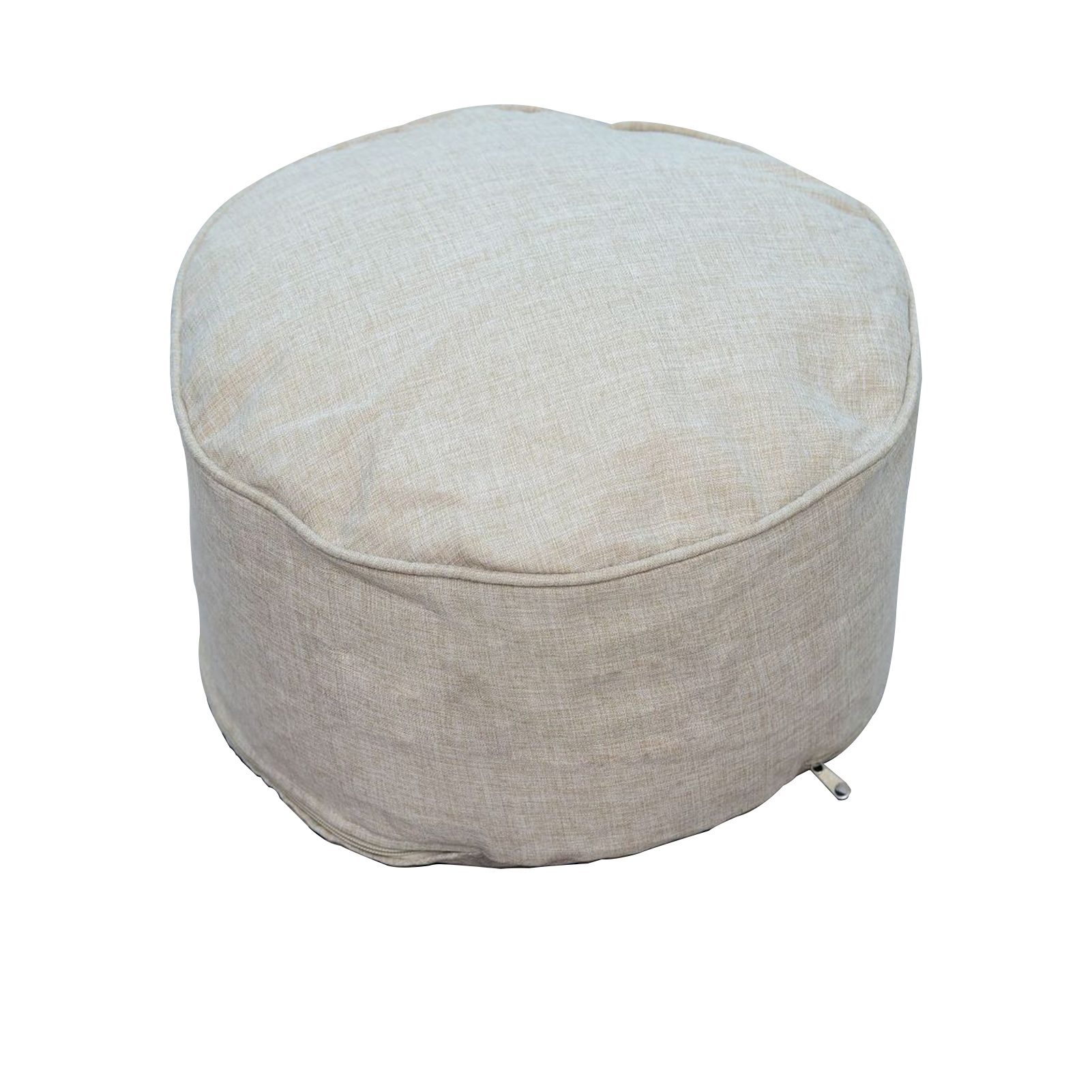 Solid Linen Pouffe Footstool Detachable Pull-Tab Shoe Changing Bean Bag Sofa Stool Round Ottoman Modern Living Room Home Decor: Light Khaki