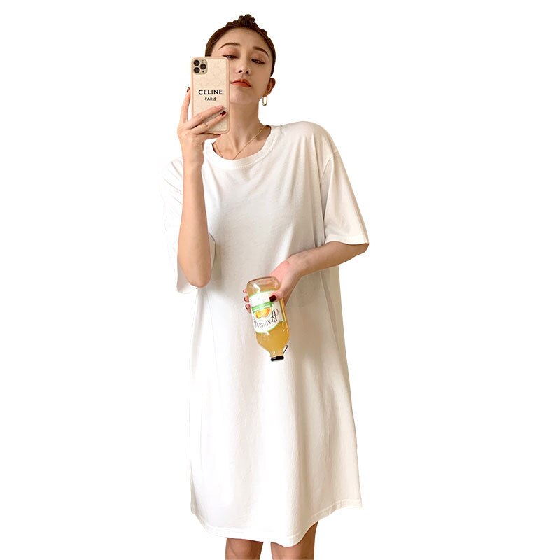 2022 Pyjama Romper Plus Size Katoen Effen Zomer Lui T Rok Thuis Service Losse Home Dames Nachthemd Nachtkleding