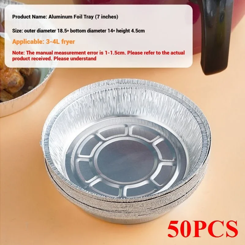 50/100 stuks oliebestendige aluminiumfolie bakjes voor airfryer, wegwerp papieren antiaanbak stoommandjes, keukenhulpmiddel, barbecue lekbak: Duidelijk