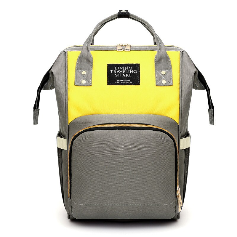 Diaper Bag Upgraded Multi-functional Storage MOTHER'S Bag Baoma Nursing Backpack Style Mom Backpack: Gray with Yellow