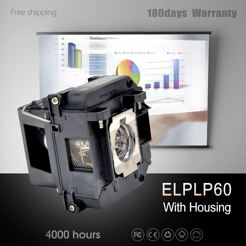 Replacement Projector Lamp Buld ELPLP60 for EPSON EB-420/425W/900/905/93/93H/93HLAMP/93e/95/EB-96W