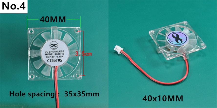 Ventilador VGA de 35MM, 45MM, 55MM, 65MM, 75MM de diámetro, 25MM, 26MM, 42MM, con muchos agujeros, espaciado DC12V, hoja de ventilador de 2 pines: 40MM  35MM