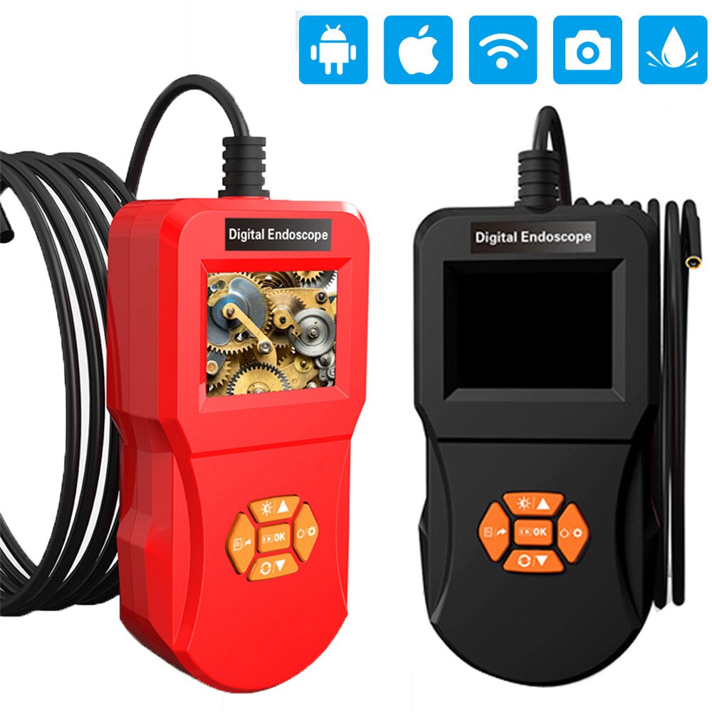 Industriell endoskop kamera 1080p hd 2.4 "ips skärm rör avlopp avlopp avlopp inspektionskamera  ip67 orm kamera 8mm lins