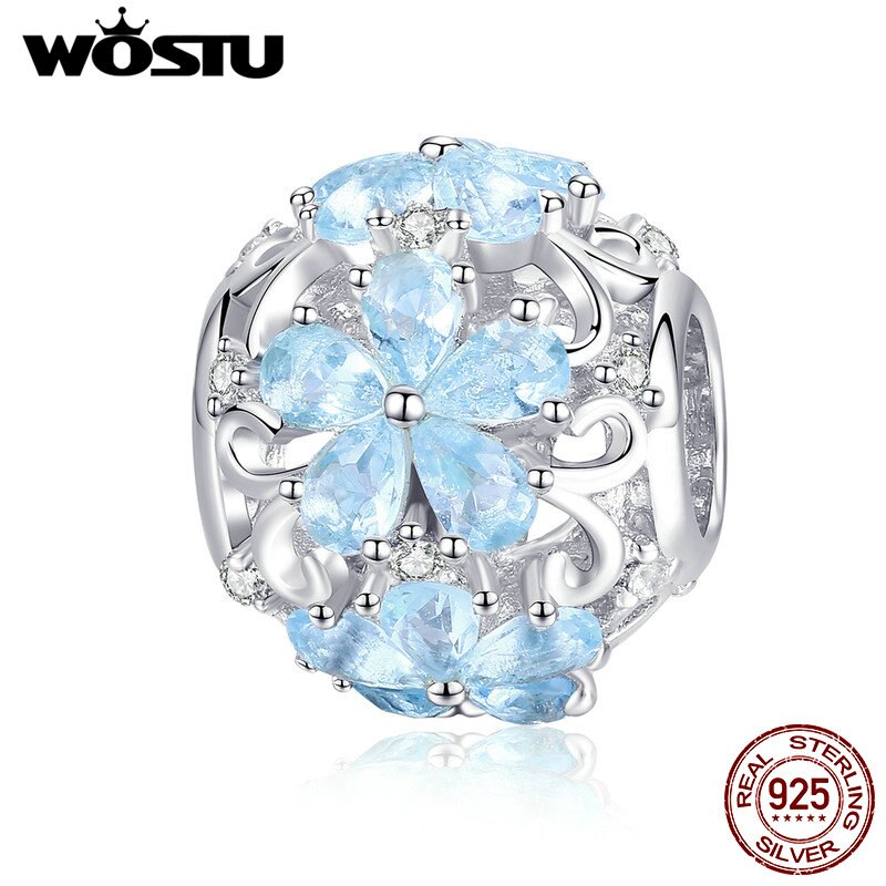 Wostu atacado real 925 prata esterlina floco de neve encantos contas caber original wost pulseira pingente autêntico jóias diy zbbs240: BKC941