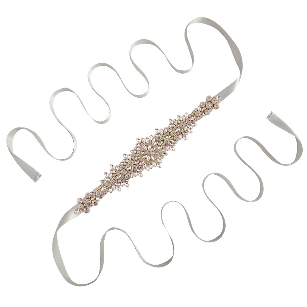 TRiXY S319-G Goldene Strass Gürtel Braut Gürtel Schärpen Bänder Hochzeit Gürtel Schärpen funkelnd Braut Gürtel Brautjungfern Kleider Gürtel: grau