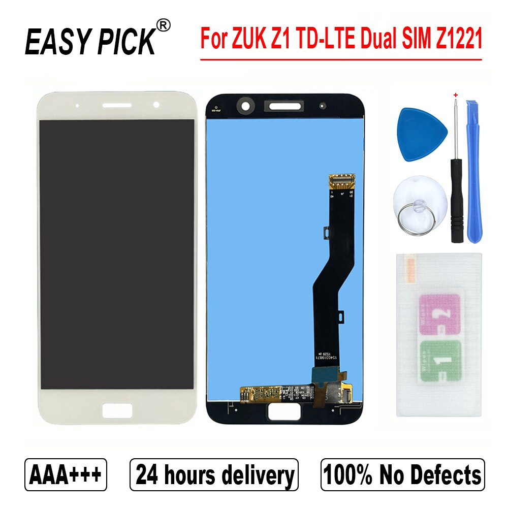 Pour ZUK Z1 TD-LTE double SIM Z1221 LCD écran tactile numériseur assemblée remplacement pour Lenovo ZUK Z1 écran LCD: White No Frame