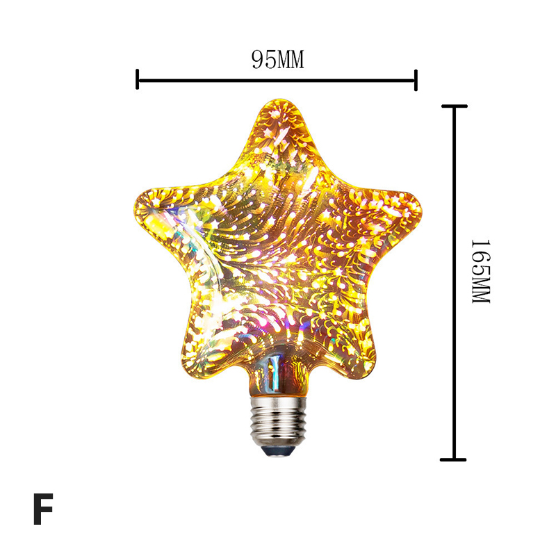 3D Decoratie Led Lamp E27 Lamp Ster Vuurwerk Lamp Nachtlampje: F