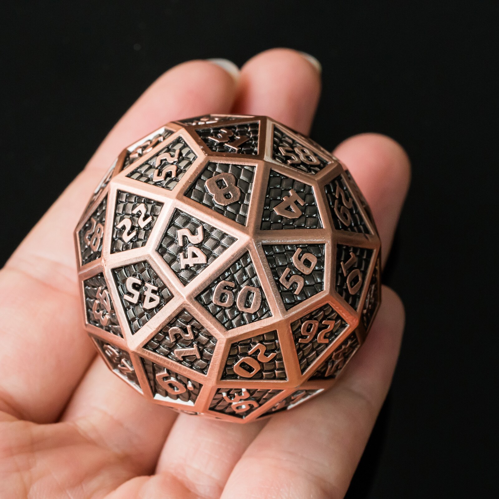 Cusdie 60 Sided Dice Giant Ancient Metal Dice D60 Dice DND Dice for D&D Role Playing Game MTG Pathfinder: Ancient Copper