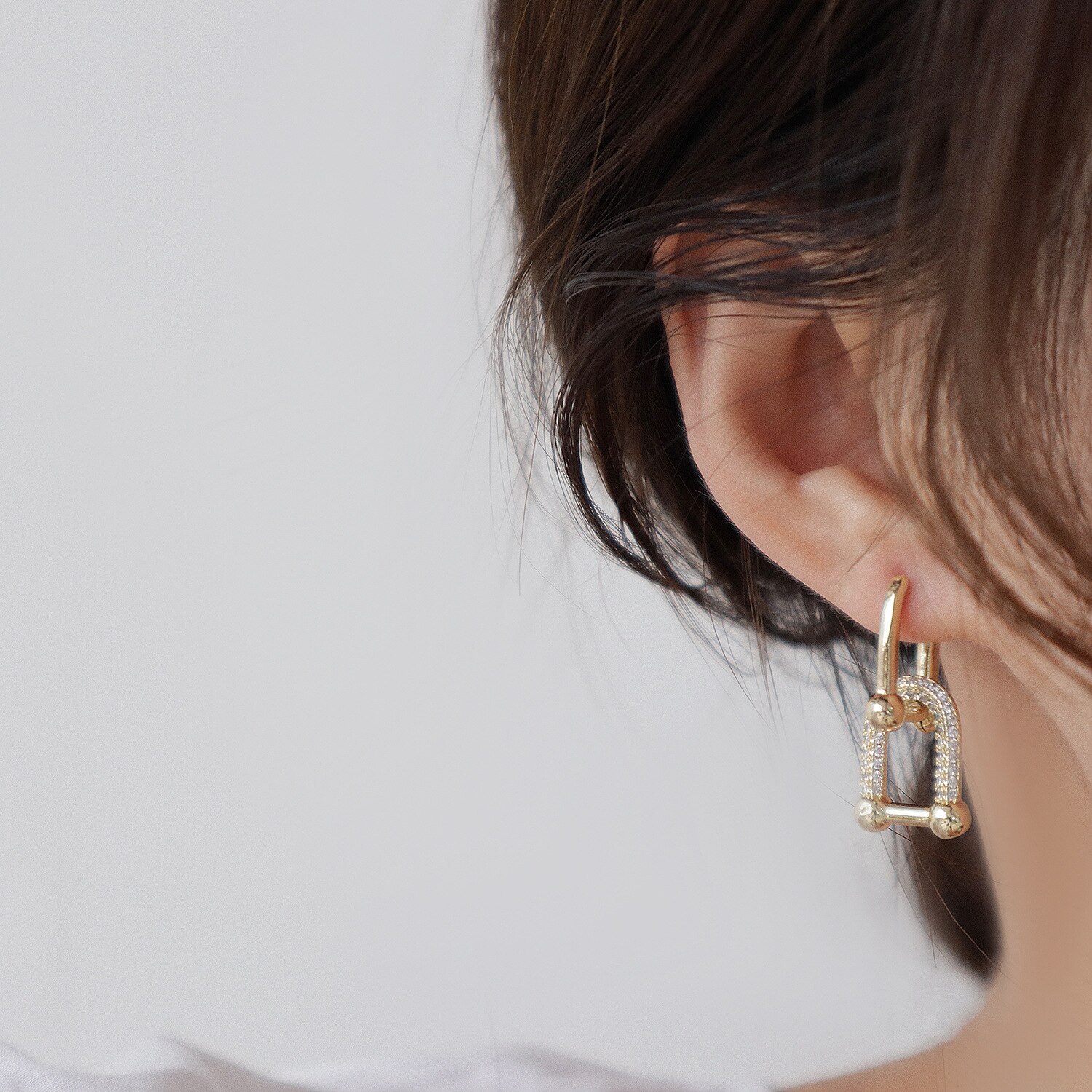 S925 zarte ohrstecker aus sterlingsilber mit zirkonia Ich bin schlichten geometrischen stil für damen; 14k ohrringe aus echtem Gold