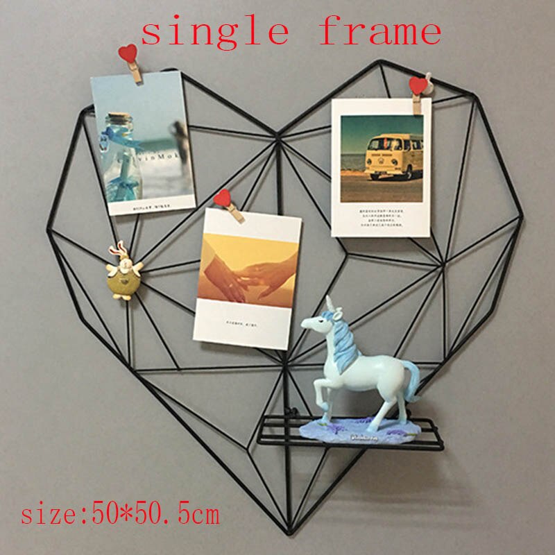 Ins-cadre Photo support étagères, décoration murale, cartes postales, cadre de grille en fer, décoration bricolage: Single Black Frame