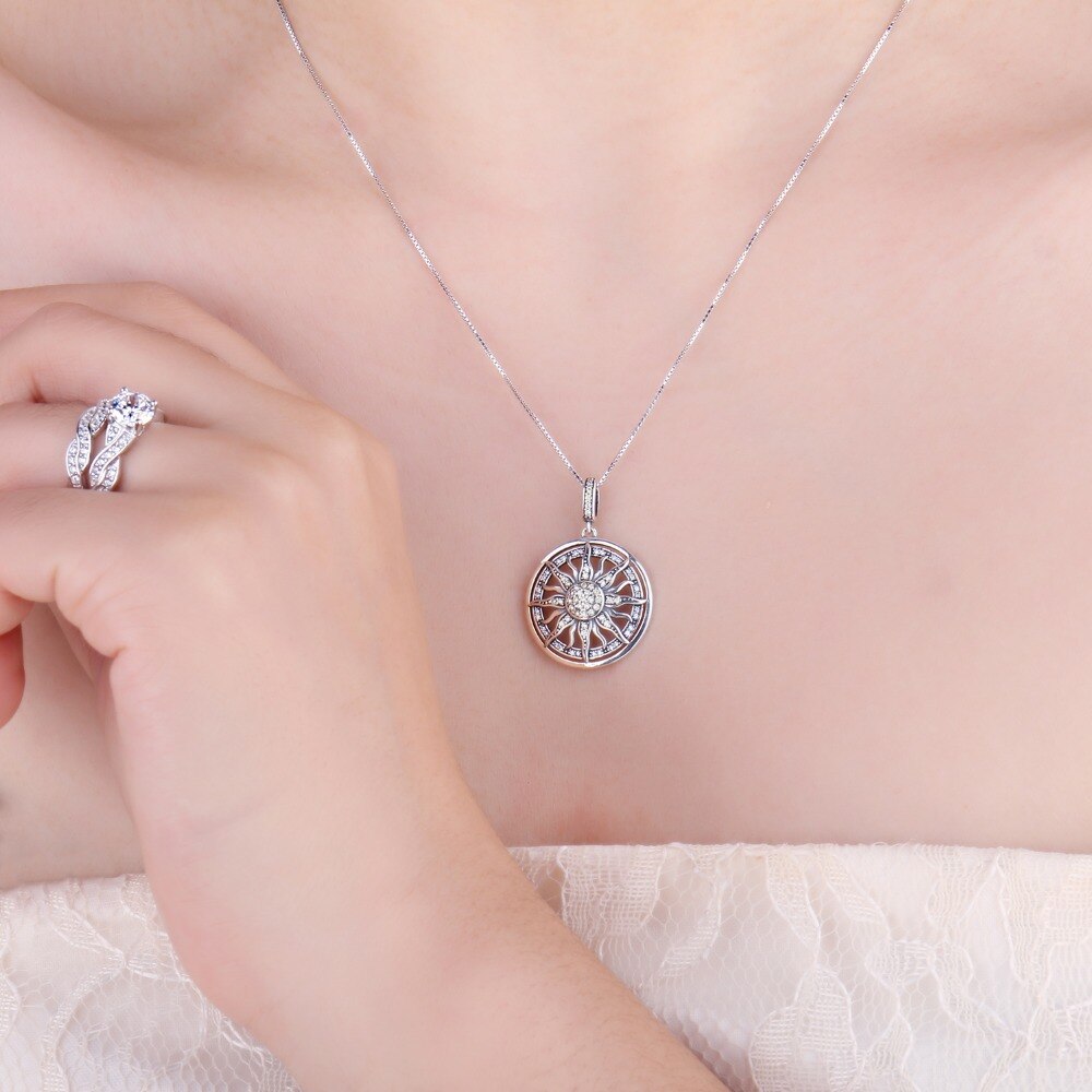 Jewelrypalace celestial sol 925 prata esterlina zircônia cúbica charme pingente de declaração colar de jóias femininas sem corrente