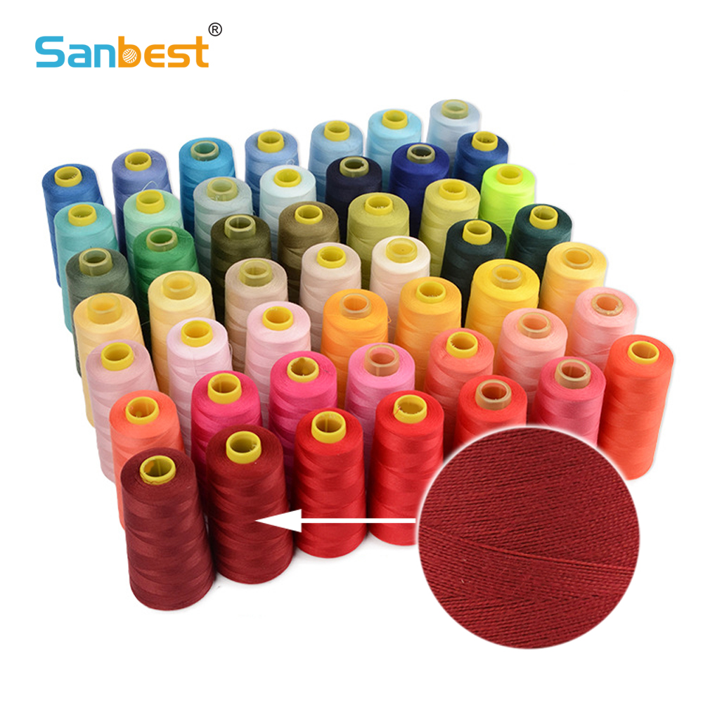 Sanbest 100% Spun Polyester Sewing Thread 3000 Yards 40s/2 High Speed Sewing Machine Overlocking Hand Stitching Threads TH00004