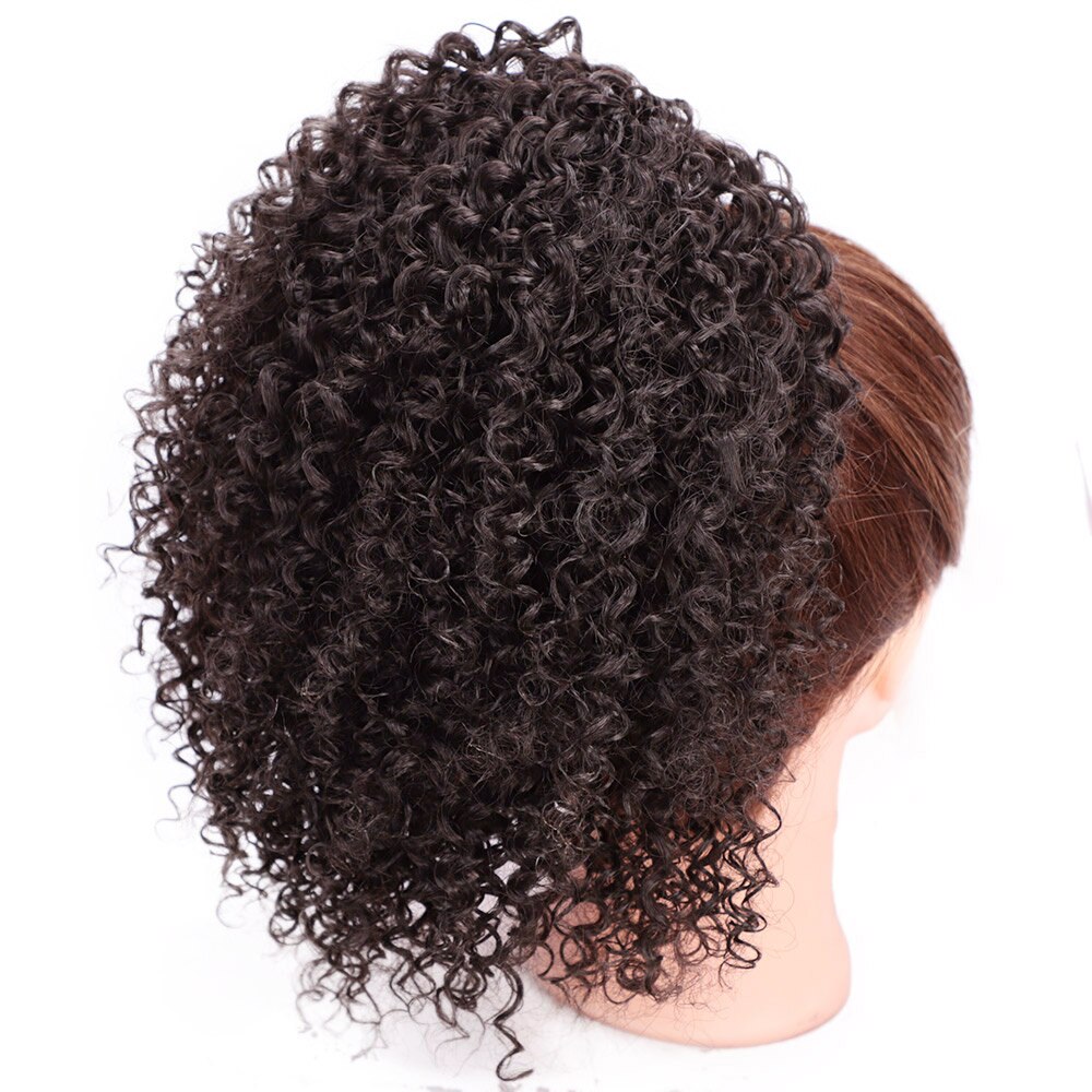 Extension capillaire synthétique Afro-américaine bouclée et crépue, postiche Chignon court enroulé avec cordon de serrage: 4