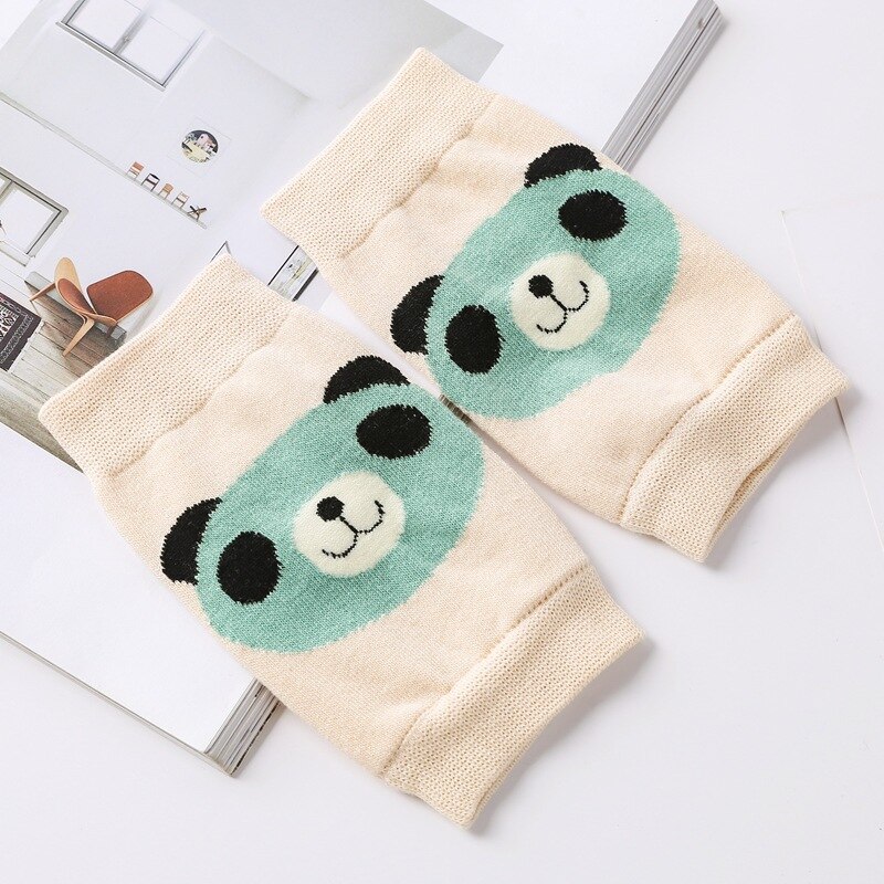 Algodón mujeres señoras tejer calentadores de pierna patrón Panda lindo encantador Protector de rodilla FS0437: beige