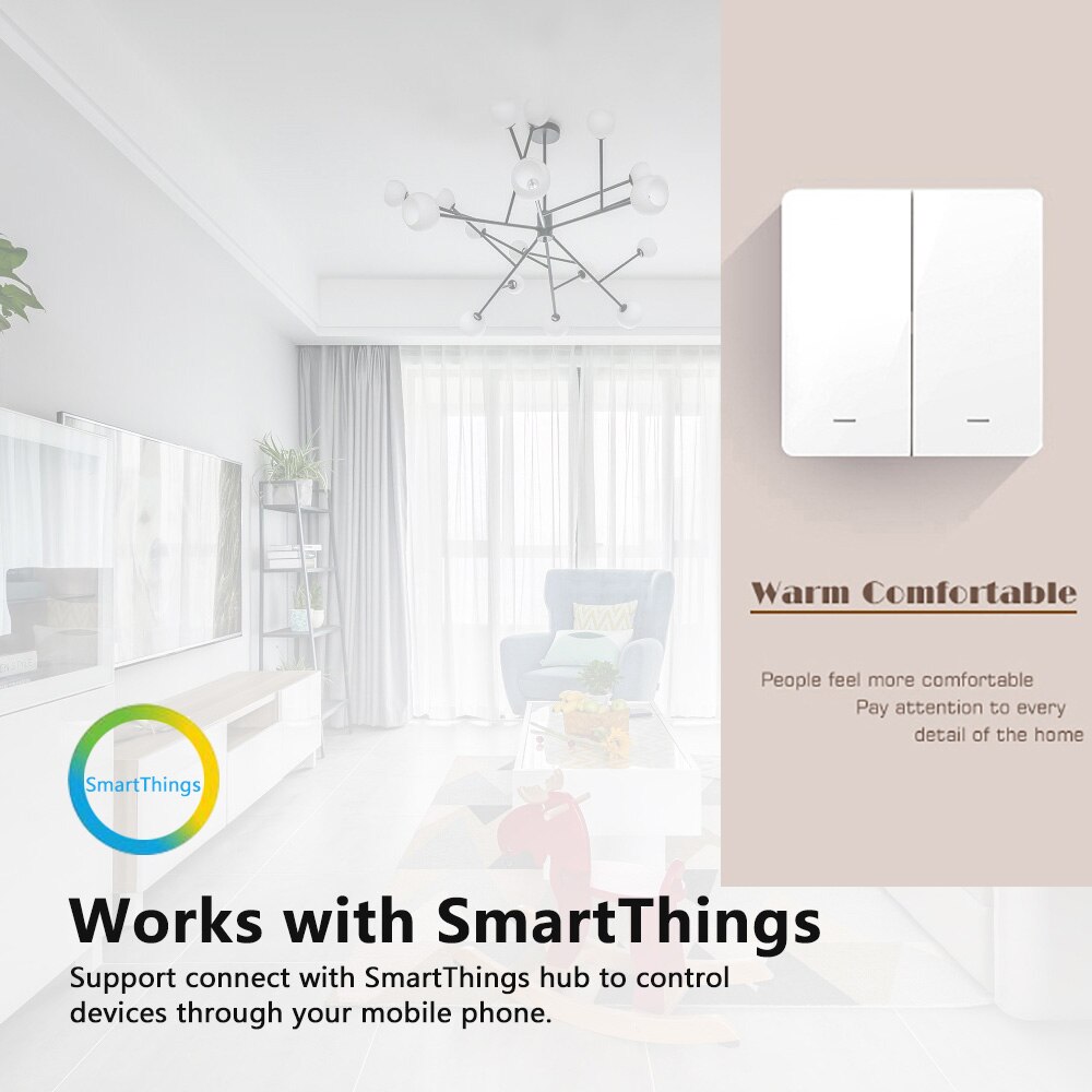 ZigBee Smart Light Switch 10A EU Wall Button Switches Wireless Remote Control Smart Home Works zigbee3.0 hue/b smartthings Alexa