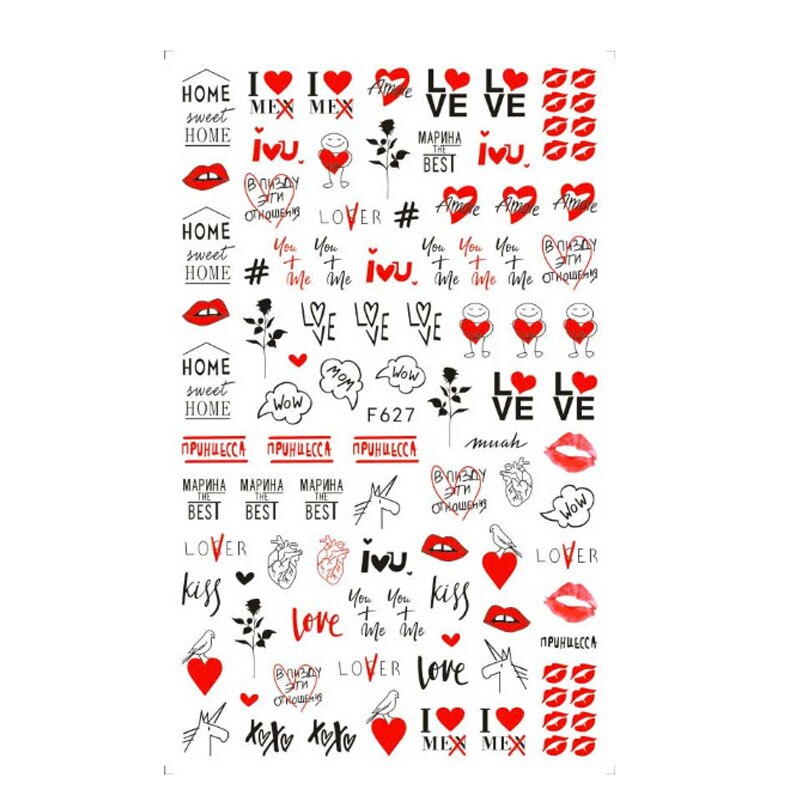 10 Stuks Vlinder Nail Sticker Valentijnsdag Nail Decal Rose Bloem Perzik Hart Vlinder: F627