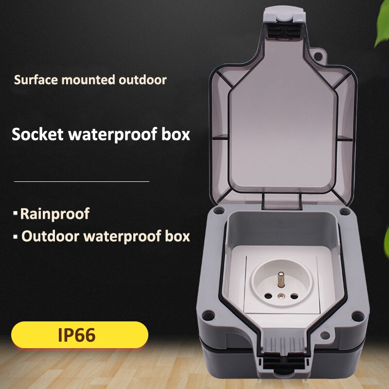 16A IP66 Waterproof Wall Power Socket Box Outdoor Electrical Outlet France Standard Plug Outlets Grounded Sockets for Ship Boat