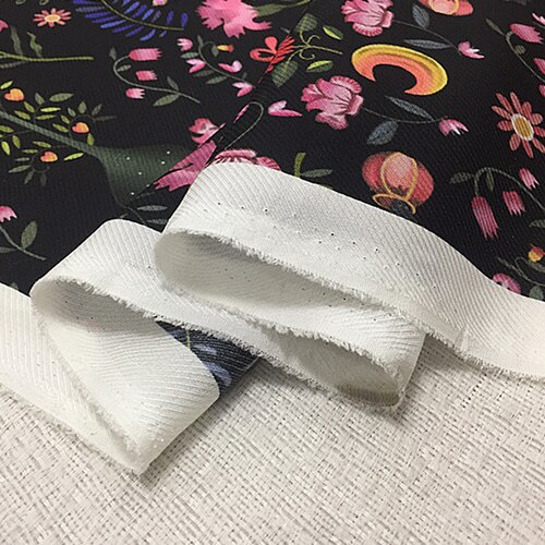 Tela de gasa de sarga de seda pura estampada Floral suave hermoso de flores, STW122
