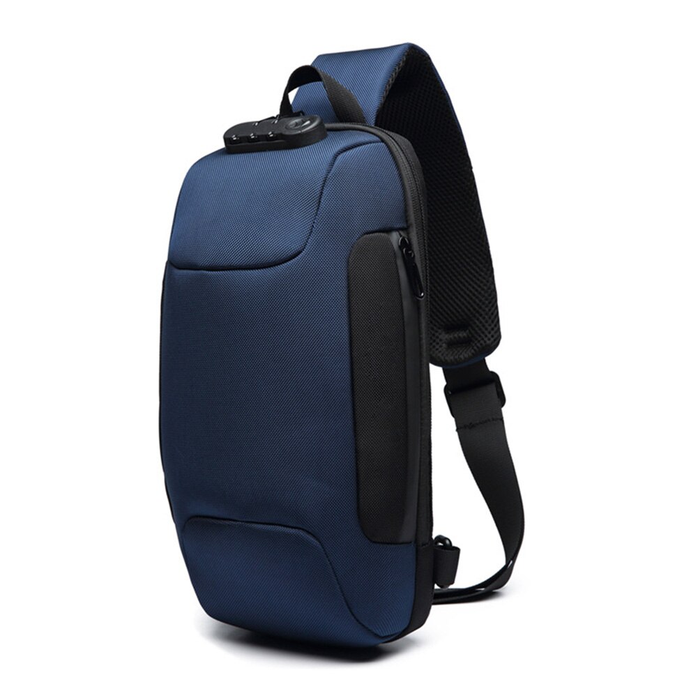 Codigo Lock Oxford tela viaje multifunción Running ligero Camping senderismo al aire libre Crossbody antirrobo hombres bolsa de pecho: Dark Blue