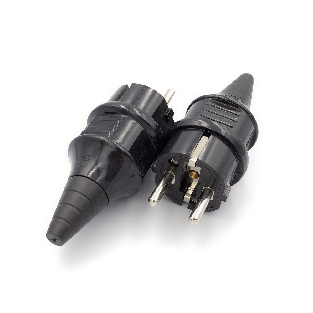 EU European Waterproof IP54 Industrial Electric Power Male Schuko Plug Rewireable Socket Outlet Adaptor Extension Cord Connector