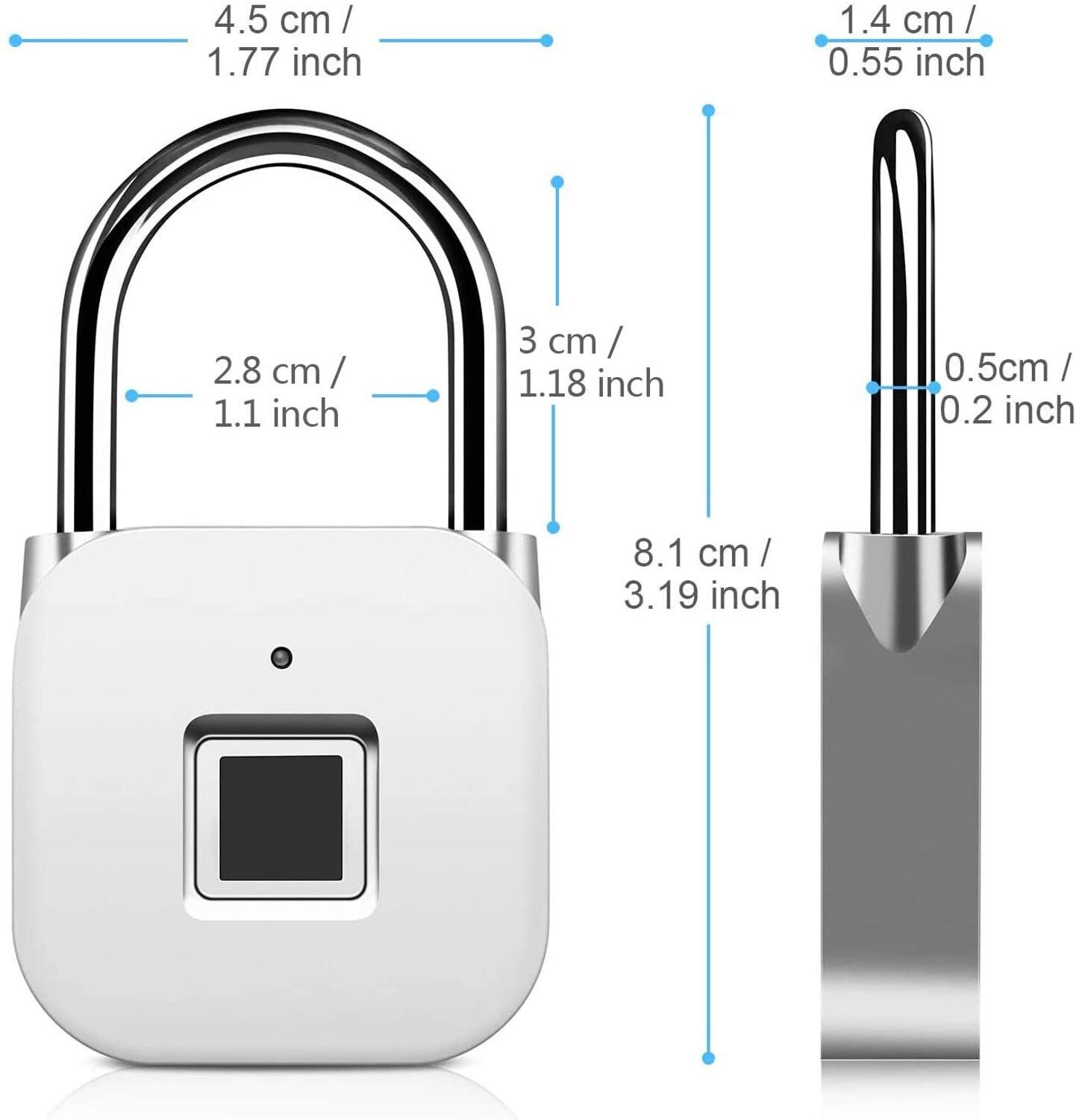 Candado de huella digital, Smart Biometric Thumbprint Lock para gimnasio, casillero escolar, equipaje, bicicleta, uso interior y exterior