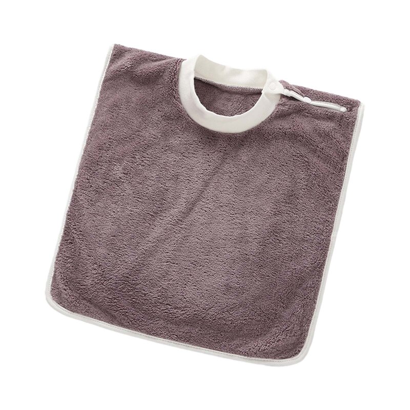 Zacht Koraal Fleece Baby Bib Tandenborstel Handdoek Voeden Burp Doek Drukknoop Speeksel Handdoek Schort Voor 1-5 Jaar oude: Dark brown
