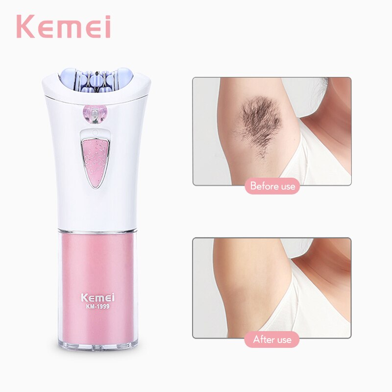 Kemei Electric Epilator Women Hair Removal Painless for Battery Shaving Machine Trimmer Facial Bikini Cordless Body F30