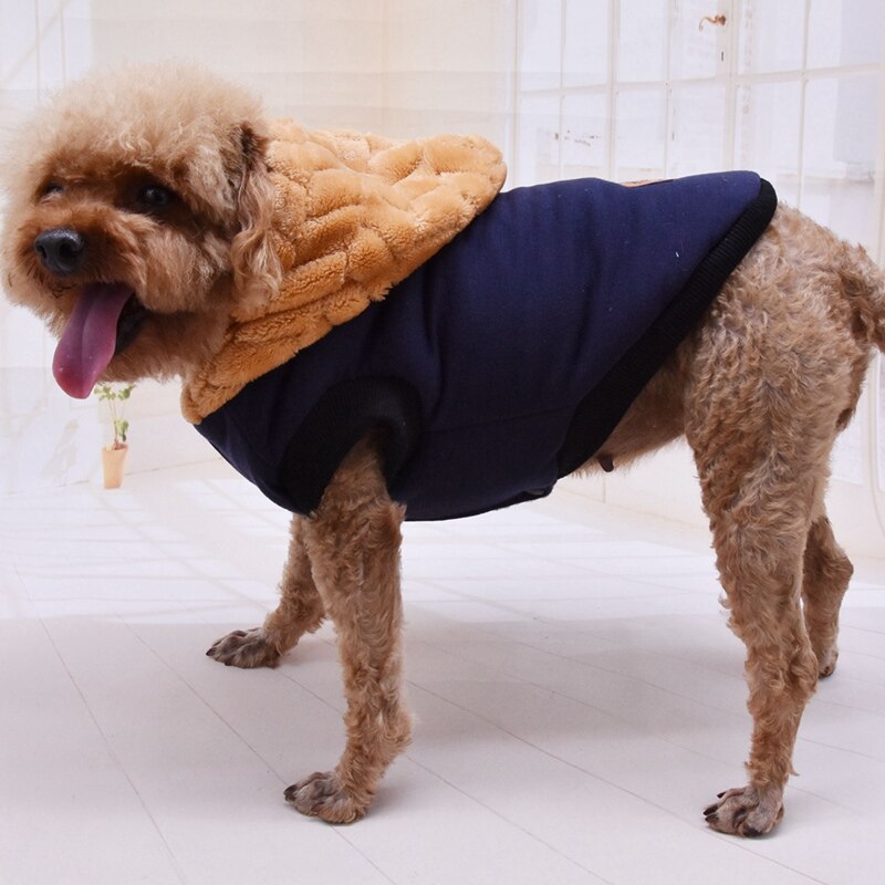 Hond Katoen gevoerde Hooded Effen Kleur Vest Verdikking Jas Puppy Jassen Herfst Winter Jas Jumpsuit Voor Kleine Medium hond