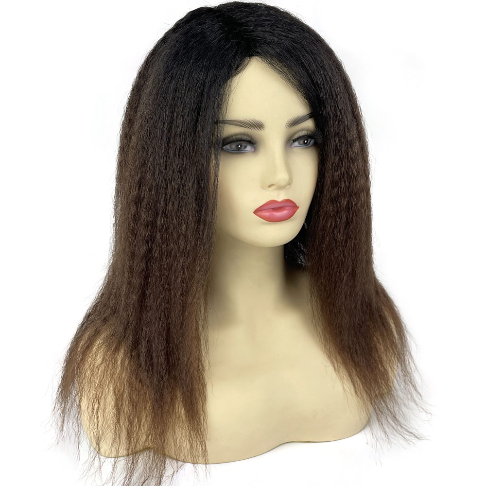 Syntetyczna peruka Yaki Straight Brown ( # 4) Peruki dla afrykańskich kobiet codziennego użytku Naturalne puszyste długie włosy