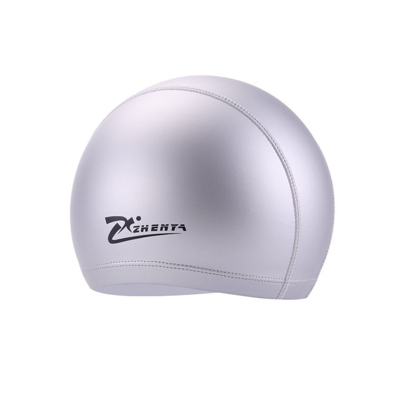 Adult Swimming caps Teens PU Waterproof Swimming Pool hat long hair swim hats Ear Protector Flexible colorful Diving Cap: Dark Grey