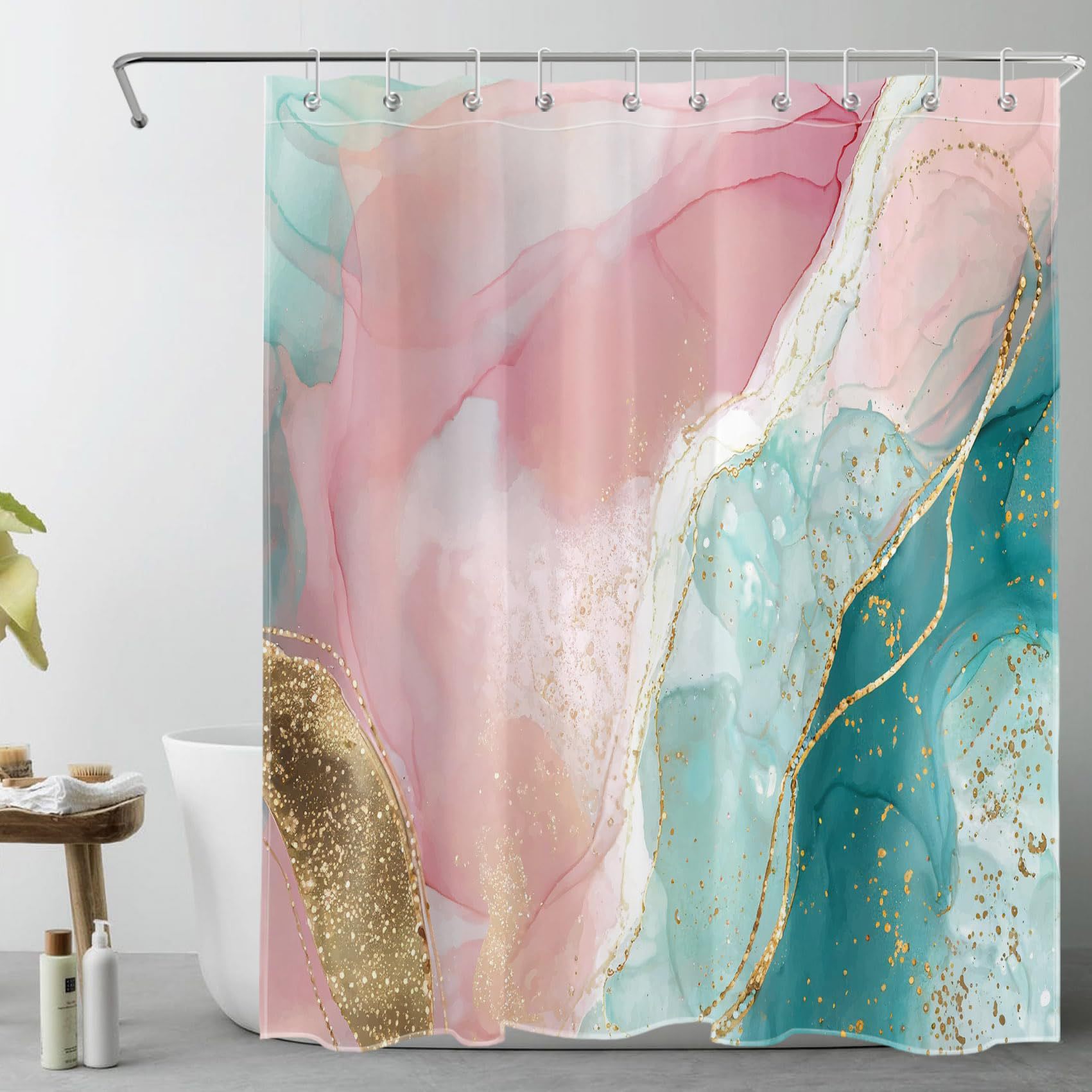 Digital Printing Shower Curtain Printed Washable Bath Curtain with Hooks Home Decor Bathroom Accessories Partition Curtains: 125-220cm / Blue