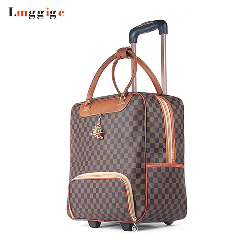 Vrouwen Reizen Bagage Koffer Bag, Cabine Waterdichte Oxford doek Rolling trolley, PU lederen Handbagage wielen Dragboxes