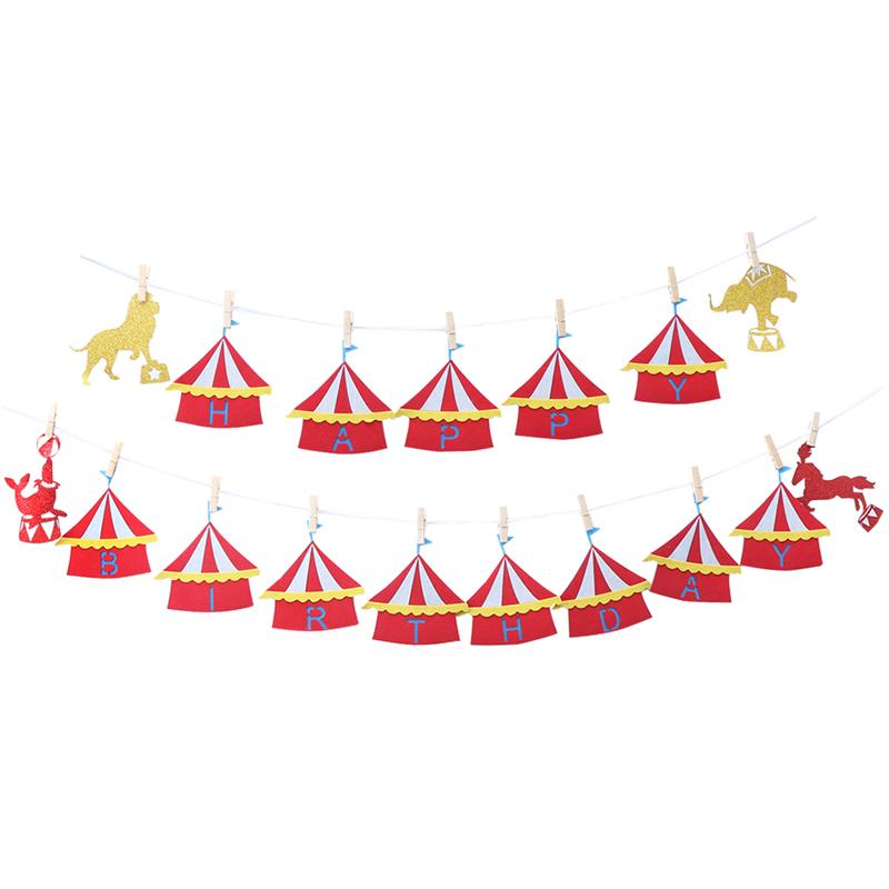 Circus Theme Bunting Banner Happy Birthday Photo Bunting Garland Decor Party Supplies for Kids Birthday: 2
