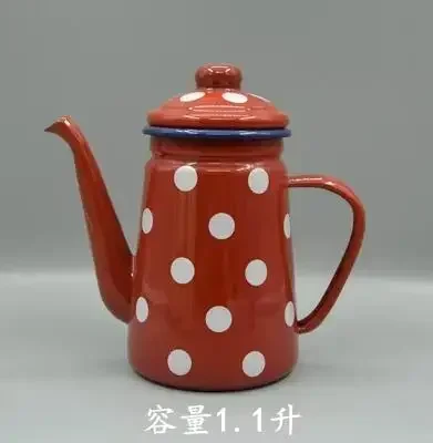 Vintage Emaille Koffiepot 1.1L Capaciteit Hand Theeketel voor Inductie Kookplaat & Gasfornuis Universeel Gebruik Water Of Thee: Bourgondië