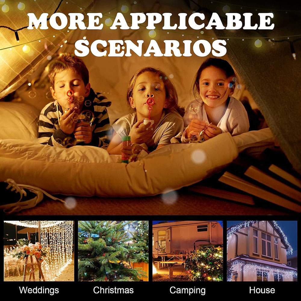 Guirnaldas de luces alimentadas por energía Solar, 8 modos, iluminación exterior, luces navideñas impermeables para decoración de jardín, boda, césped y