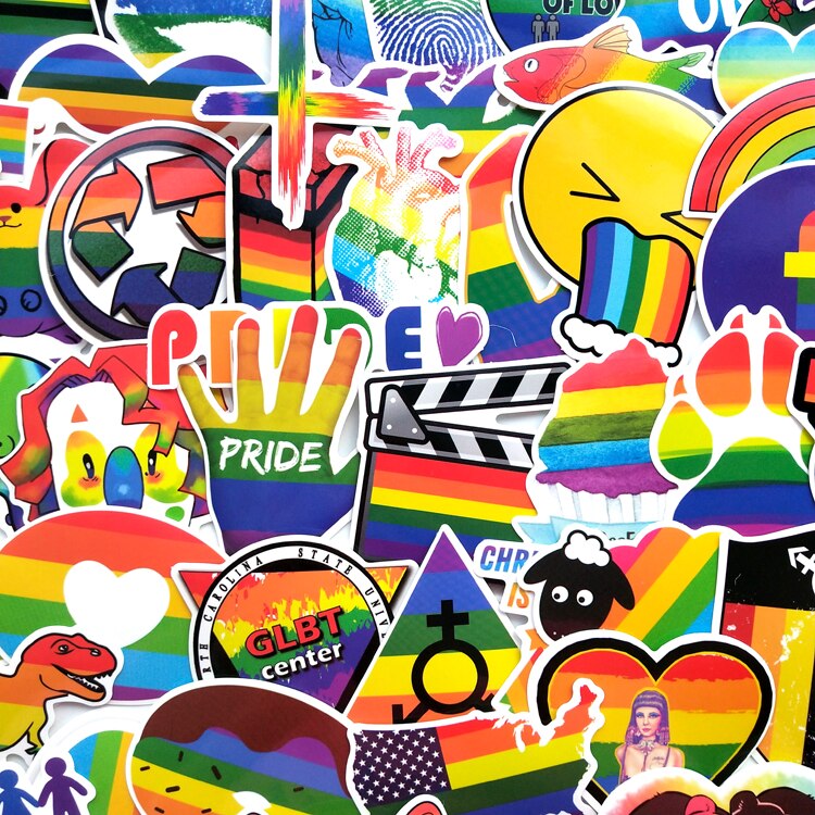 100Pcs Gay Pride Regenboog Hand Reflecterende Speelgoed Sticker Decal Pvc Onregelmatige Grappige Decal Waterdicht Stickers