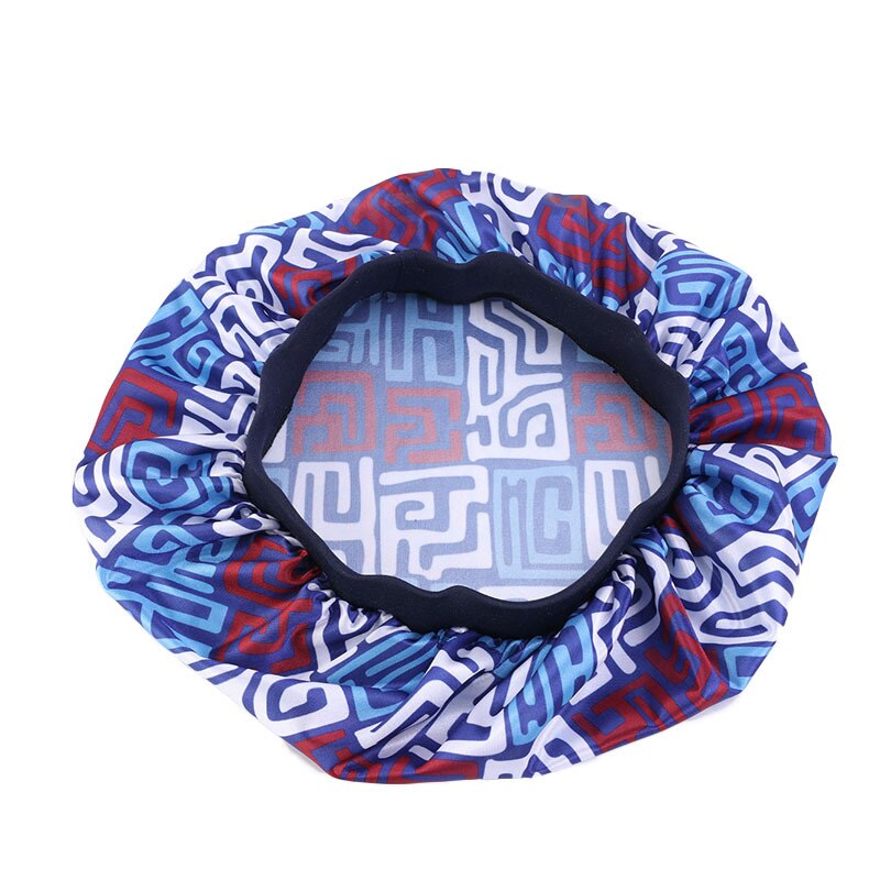 Gorros de pelo de banda ancha para mujer, gorro sedoso con estampado de patrón africano, gorro de noche suave para dormir turbante para señoras Accesorios para peinados: Azul oscuro
