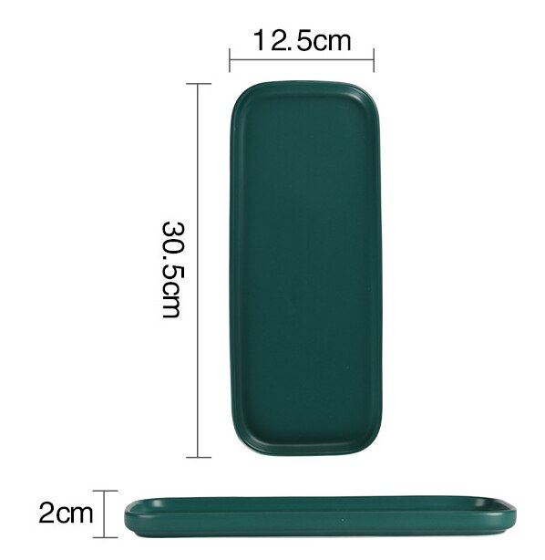 Nordic light luxe keramische westerse steakbord groen phnom penh vierkant bord dessert dessert taartschaal huishoudelijk servies: En