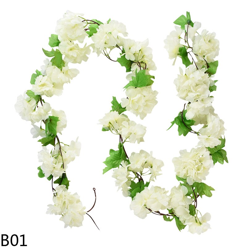 225cm konstgjorda sidenblommor 18 klasar körsbärsrankor rottinggirland vägghängande konstgjorda körsbärsblommor vinstockar bröllop heminredning: B01