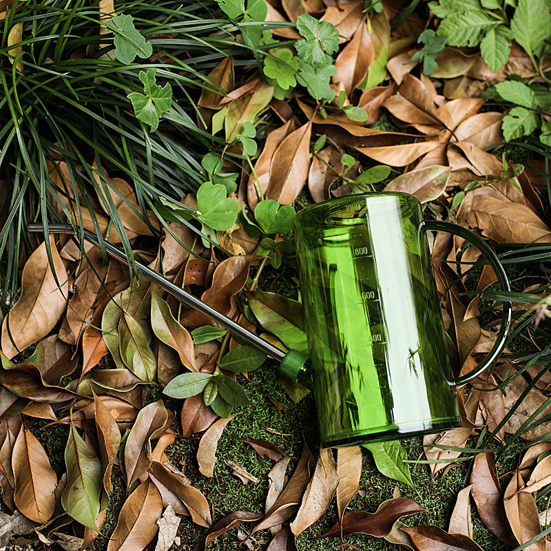 1L Groene Plant Tuinieren Bloem Gieter Huishouden Transparante Plastic Gieter Metal Lange Mond Spray Ketel Water Blikjes
