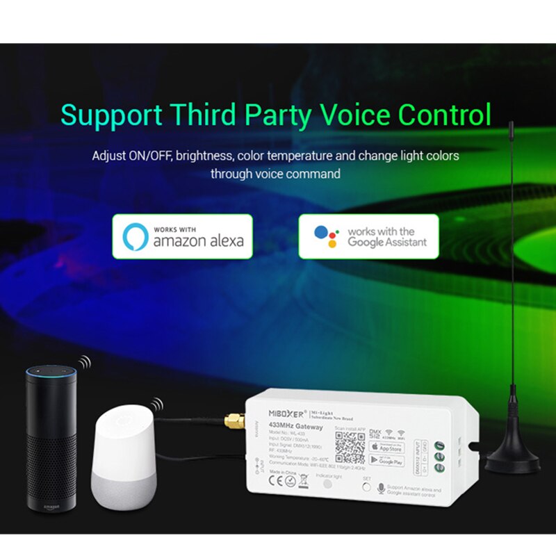 Miboxer WL-433 433MHz passerelle DC5V/500mA WiFi RF DMX512(1990) Smartphone APP contrôle pour MiBOXER 433MHz série produits mi-lumière