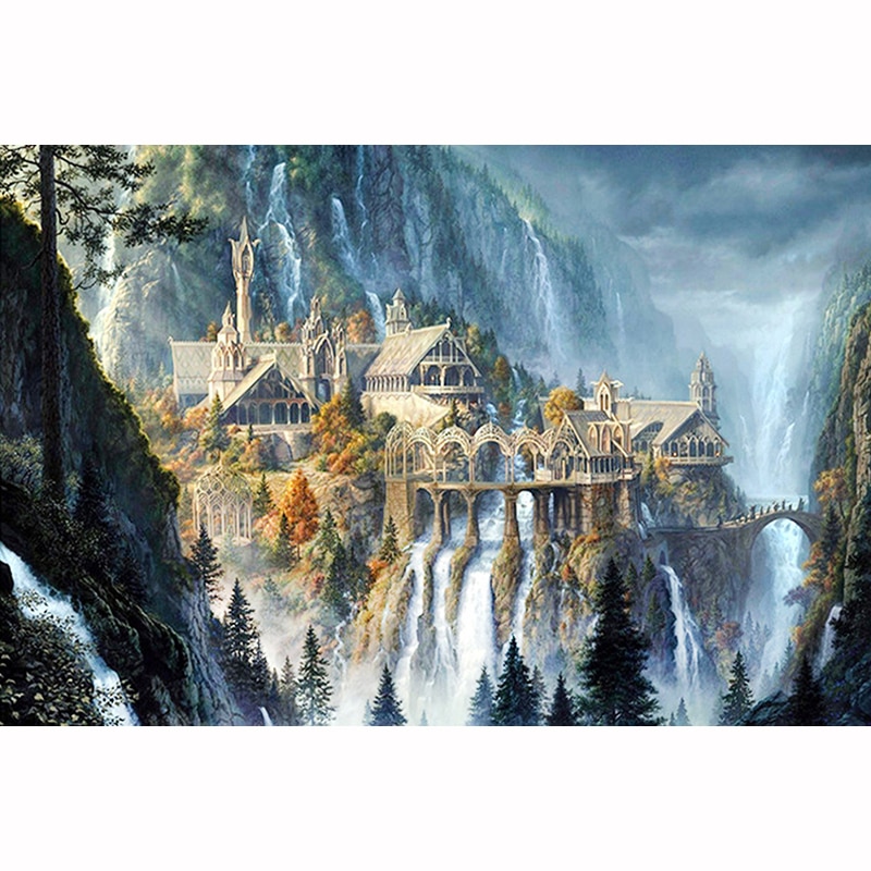 DIY 5D Diamond Painting Cross Stitch Mountain Castles Mosaic diamond embroidery Needlework Patterns Rhinestone paintings