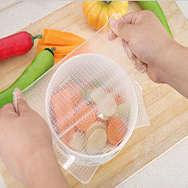 4PCS Silicone Reusable Bowl Covers Food Storage Covers Reusable Veggie Saver Bundle Variety Pack Food Wraps food silicone cover
