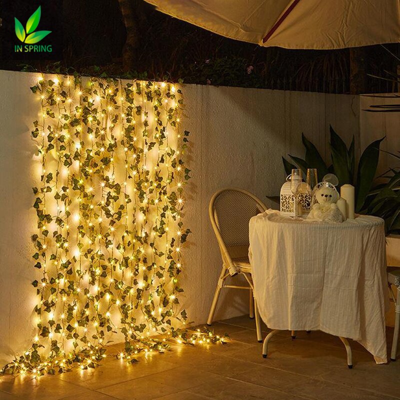 12PCS LED String Lights Ivy Home Wedding Room Decor Artificial Ivy Leaf Garland DIY Jungle Birthday Party Birthday Photozone